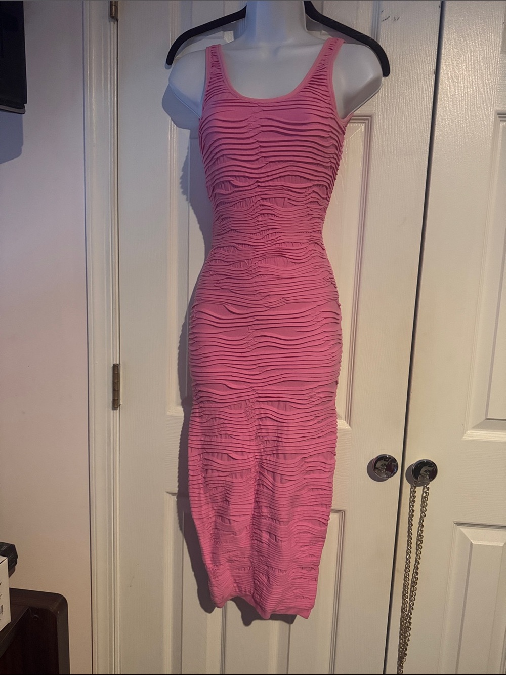 Joyce Leslie Pink Textured Scoop Midi Dress